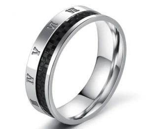 2018 New Fashion Roman Numerals Interval Black Ring Stainless Steel Cool Men Ring Cocktail Wedding Jewelry Wholesale