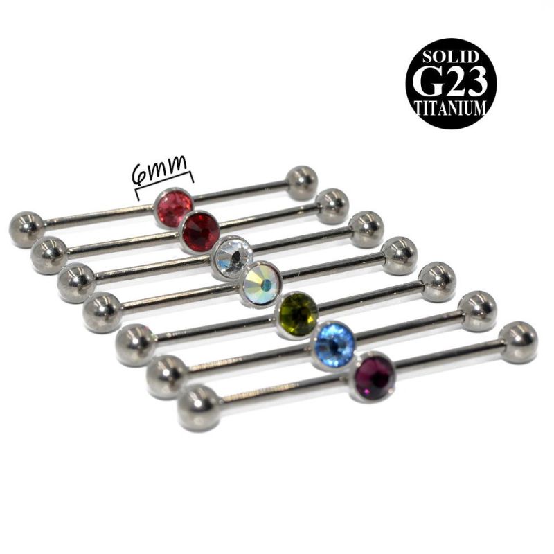 G23 Titanium Industrial Barbells Zirconia and Opal Series Body Piercing Jewelry, Sold as One Piece