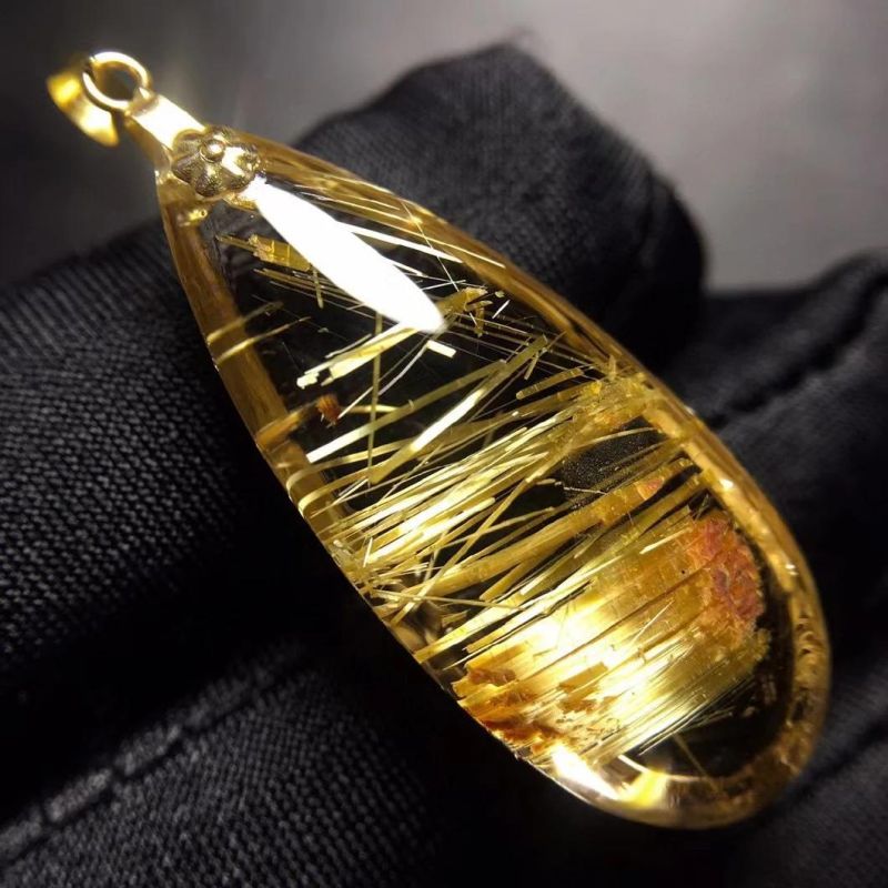 High Quality Gold Rutilated Quartz Pendants China Crystal