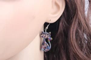 Drop Cat Earrings Dangle Long Acrylic Pattern Earring