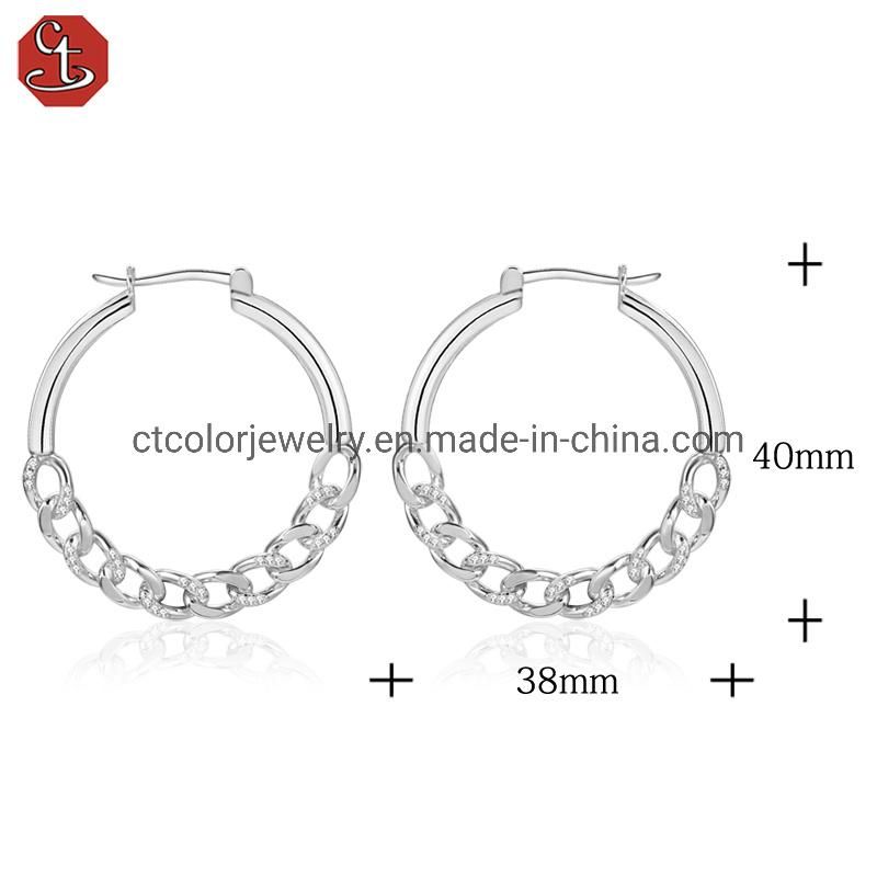 2022 New fashion jewelry 925 silver hoop earring 5A zircon shaped lock earrings