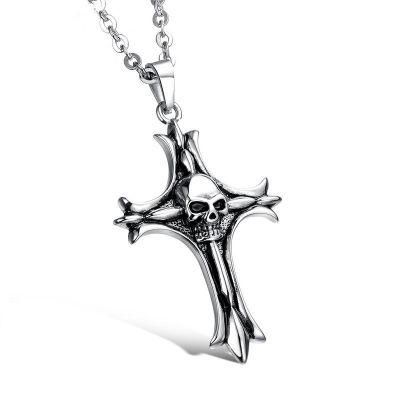 Stainless Steel Jewelry Skull Cross Necklace