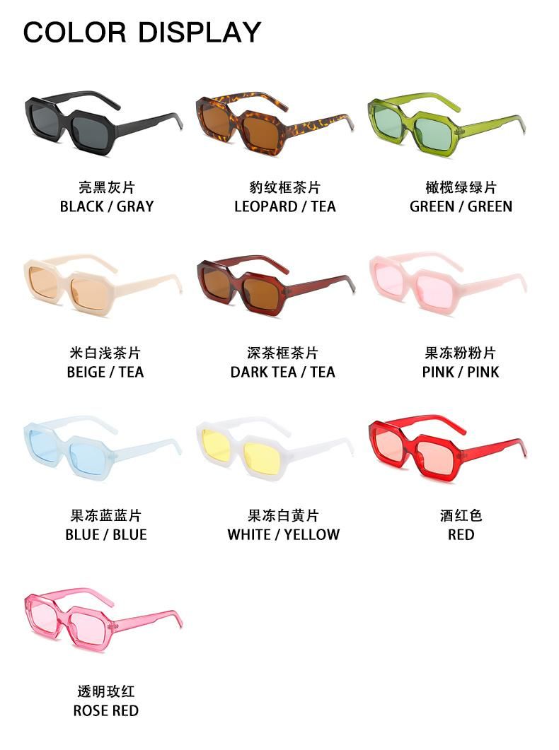 New Glasses Square Retro Sunglasses Notch Design Jelly Color European and American Style Cross-Border Sunglasses