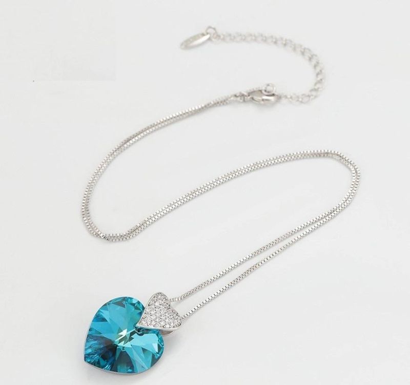 Jewelry Customized Dream Blue Romantic Heart-Shaped Unique Design Women′ S Necklace