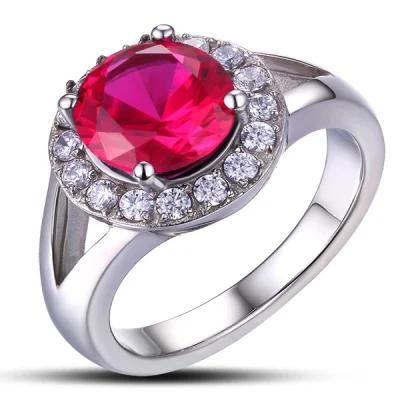 925 Sterling Silver Ruby Ring for Gift