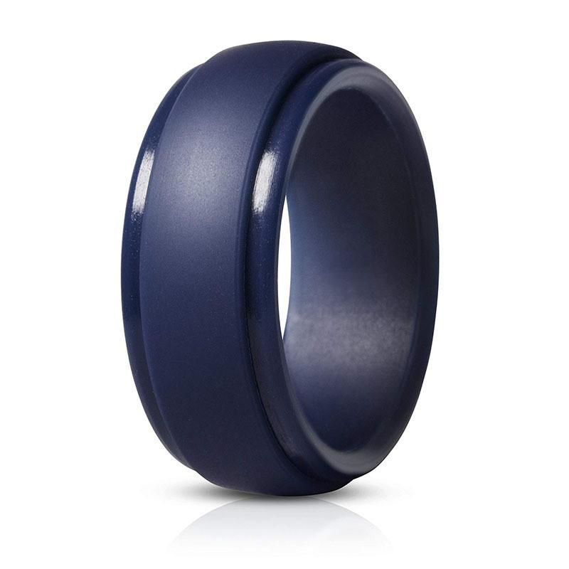 Step Edge Rubber Wedding Band Men Silicone Ring