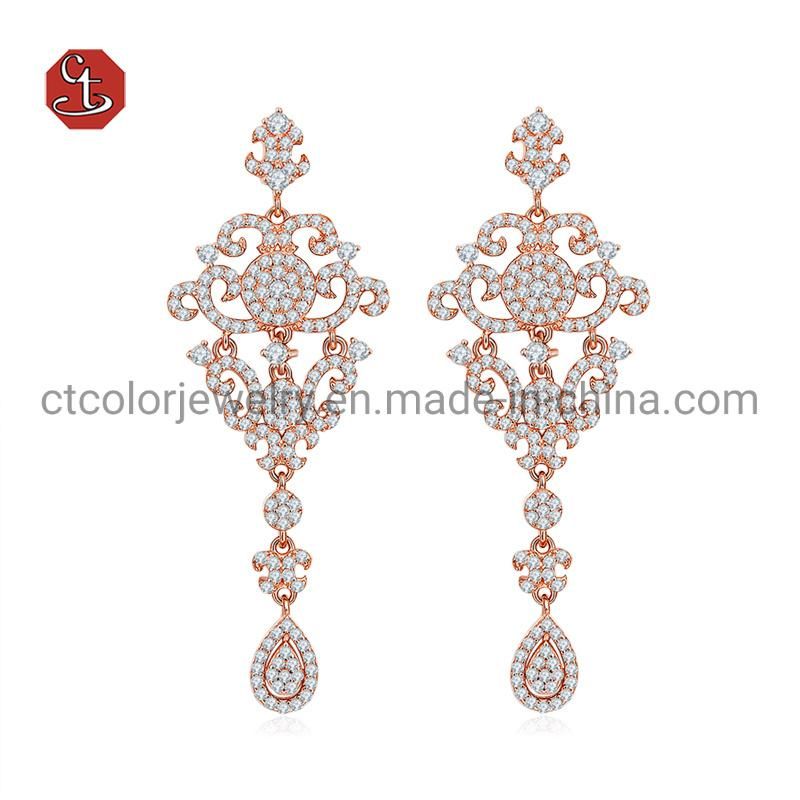 Fashion Jewelry Women Earring Rose Gold Plated Cubic Zirconia Sterling Silver Earring