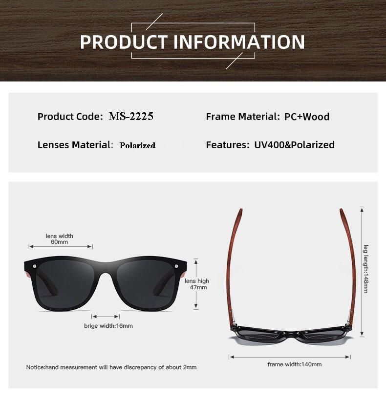 Maysun Fashion Wood Sunglasses with Polarized Lens Sun Glasses