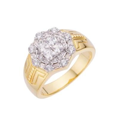 925 Sterling Silver Mens 18K Golden Cubic Zircons Finger Rings