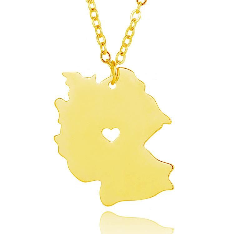 Simple Love Heart Shaped Stainless Steel Map Men Necklace