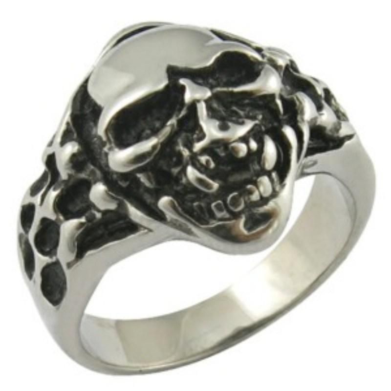 Silver Cool Men Helmet Skull Ring