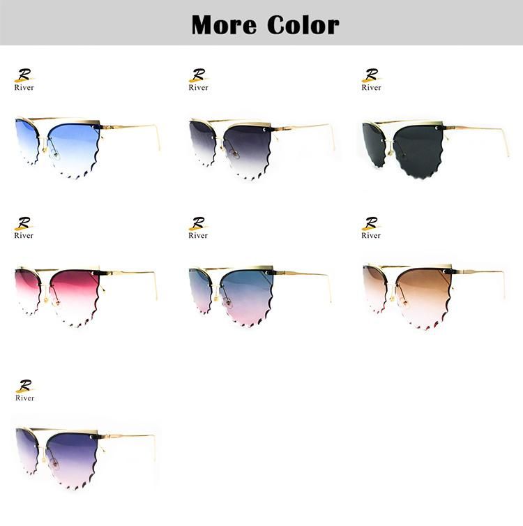 Butterfly Type Wholesale Custom Logo Trimmed Metal Frame Women Sunglasses