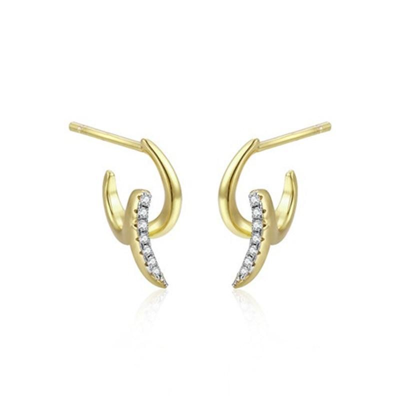 2022 New Fashion Silver or Brass Hollow Wing Earring with 18K Yellow Gold