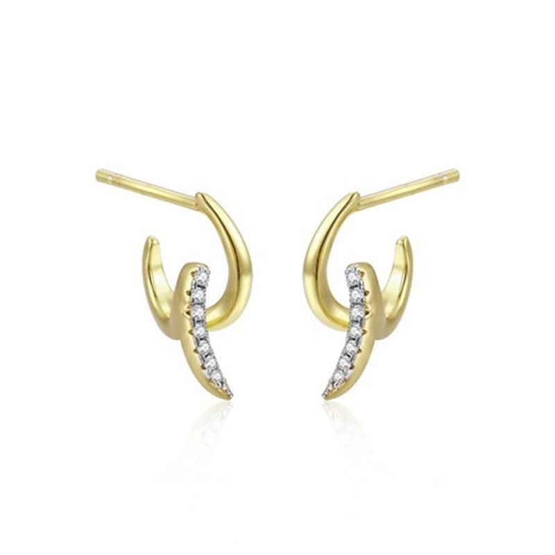 2022 New Fashion Silver or Brass Hollow Wing Earring with 18K Yellow Gold