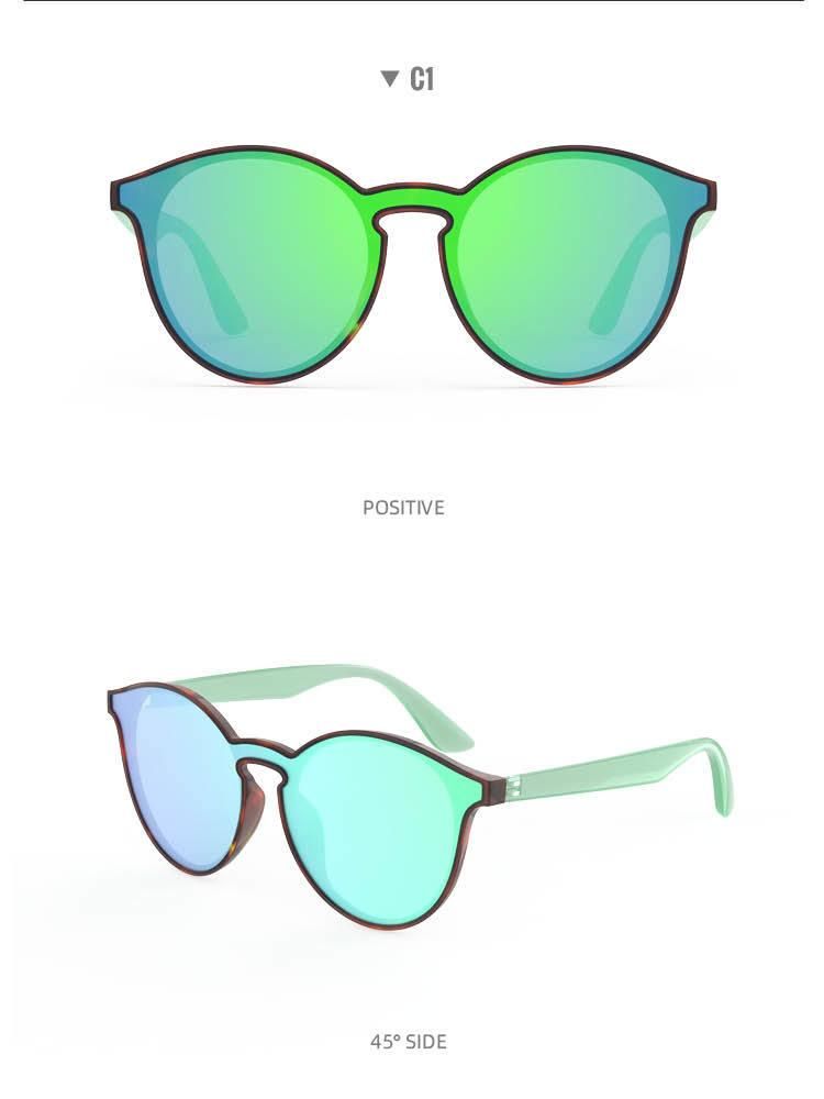 2022 One-Piece Fashion Polarized Sunglasses Round Plastic Frame