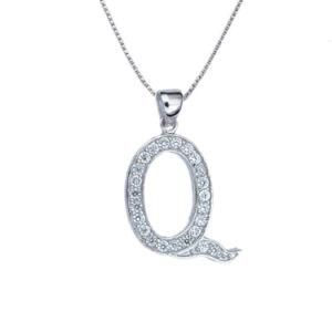 925 Italy Sterling Silver Korean Fashion Q Pendant Necklace
