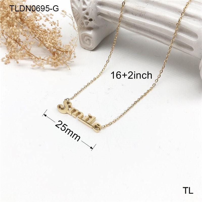 Manufacturer Custom Jewelry Tarnish Free Waterproof Name Plated Letter Necklace Women Jewellery Customized 14K 18K Gold Plated Stainless Steel Fashion Jewelry