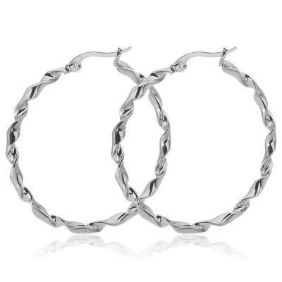Manufacturer Custom Fashion Jewelry High Quality PVD Gold Plated Stainless Steel Twisted Hoop Earrings Wholesale Earrings Hoop Charms