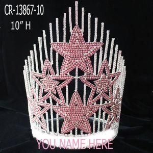 10 Inch Beauty Star Pink Pageant Crown for Patriotic