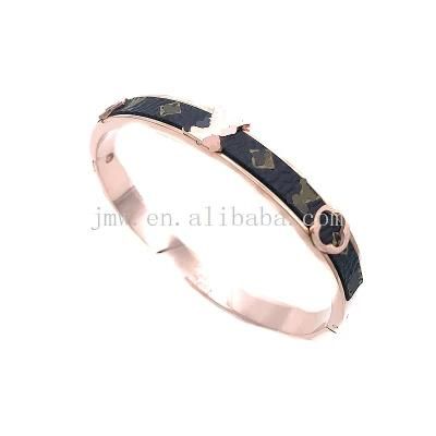 Stylish Simple 316 Stainless Steel Leather Bracelet Trendy Creative Glamour Black Leather Bracelet