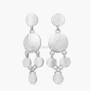 Fashion Woman Gift Silver Plated Round Ring Hoop Dangle Earrings Statement Stud