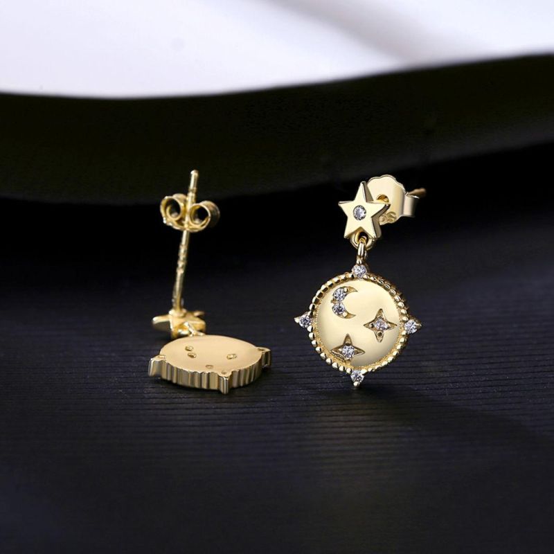 New Arrival 925 Silver Jewelry Gold Plated Star Ear Stud