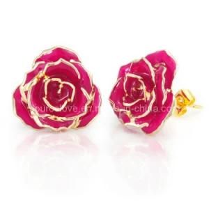 24k Gold Rose Earrings (EH069)