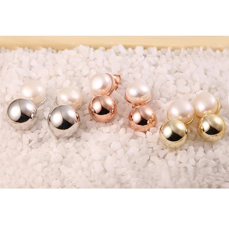 Fashion Jewelry 925 Silver High Quality Gold Plated Fashion Accessories Fresh Water Pearl Ball Jewellery Factory Wholesale Earrings