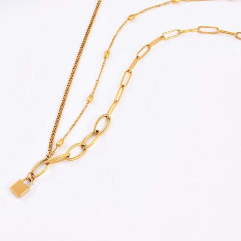 Creative Fashion Geometri Chain Necklace with Locket Necklace Handmade Design for Women