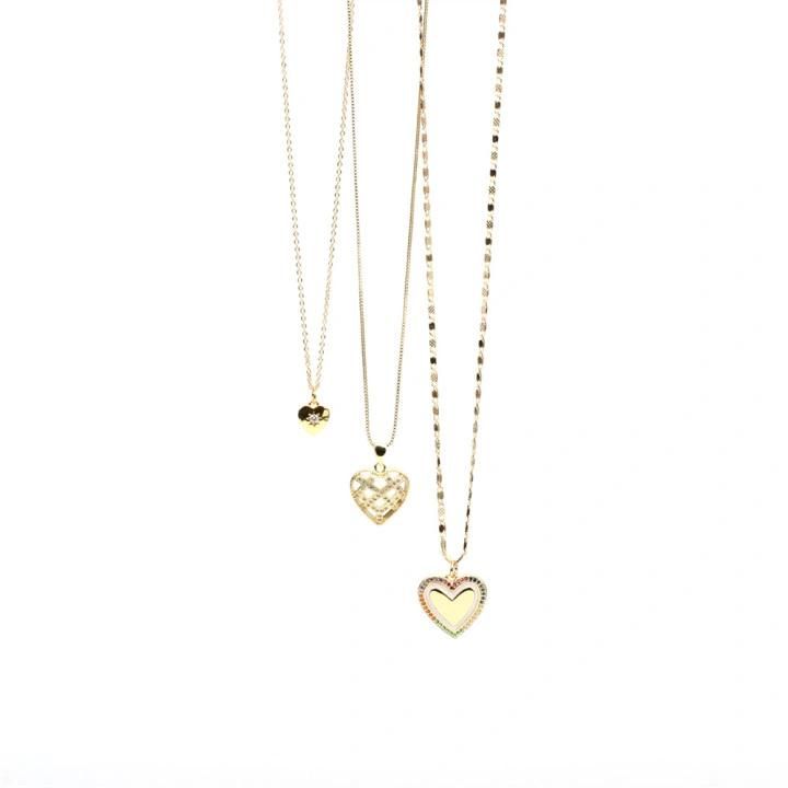 2022 Wholesale Three Layers New Fashion Trendy Girl Personalized Gold Plated Chain Heart Pendant Women′s Necklace