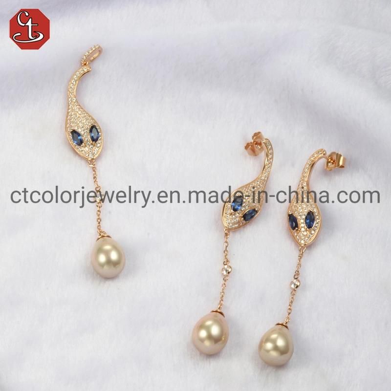 925 Silver Brass Lady Jewelry Shell Pearl Fashion Jewelry Set