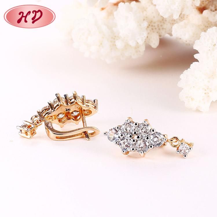 Fashion Costume Jewelry Women 14K 18K Gold Plated Imitation CZ Pearl Hoop Huggie Earring