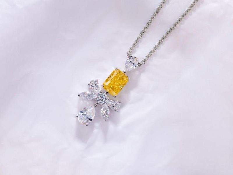 Fashion Jewelry High Carbon Diamond Butterfly Water Drop Cut Zircon Necklace Silver 925 Wedding Necklace