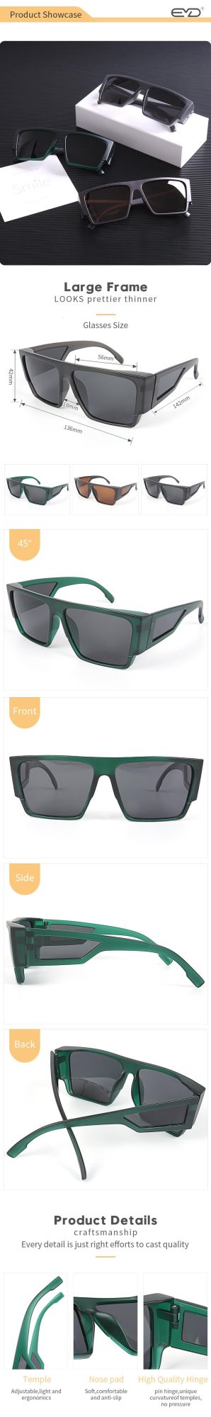 New Style Big Square Eyerim Shape Sunglasses Matt Plastic Frame Sunglass Wind-Proof Goggles Eyewear