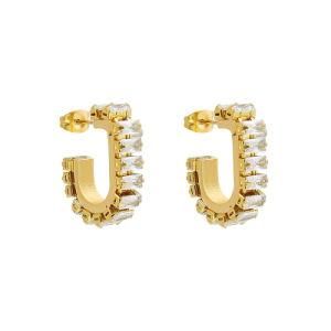 Korea Ins New Diamond Zircon Design Starry Geometric Earrings Titanium Steel 18K Gold Plated Earrings