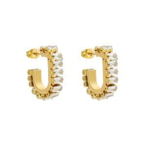 Korea Ins New Diamond Zircon Design Starry Geometric Earrings Titanium Steel 18K Gold Plated Earrings