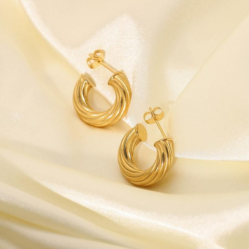 Stainless Steel Twisted Earrings with 18K Gold Plated Hoop Earrings for Women Girls