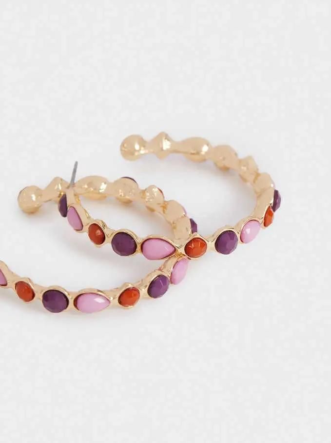 Fashion Colorful Stone Circle Earrings Jewelry