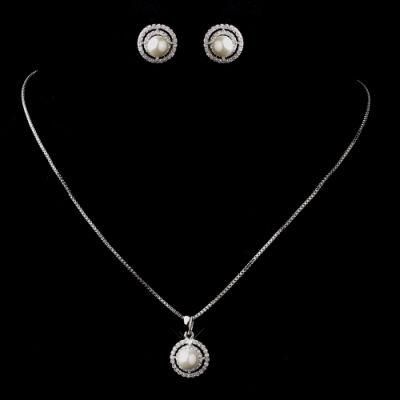 Wedding Pearl Necklace and Earring Jewelry Set, Bridal Pearl Jewelry Set