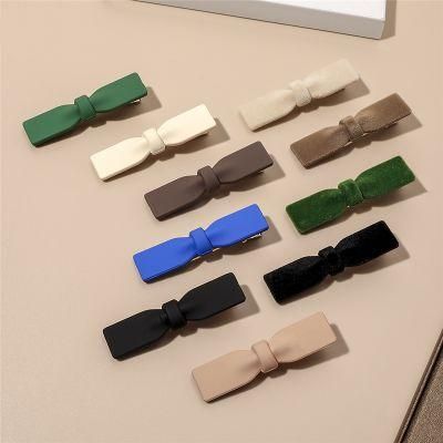 Top Selling Korean Style Flocking Bow Duck Beak Clip Temperament High Sense of Design Hairpin