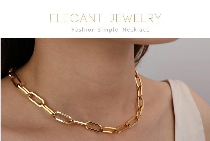 2021 Latest Charming Stainless Steel Gold Color Women Ladies Fashion Long Chain Necklaces with Pendent Jewelry Sets