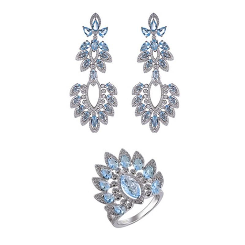 2022 Fashion Silver or Brass Colored Clip Earring Ring Jewelry Set for Women