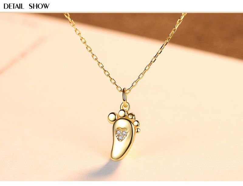 OEM Custom Fashion 925 Silver Chain Necklace with Cute Feet
