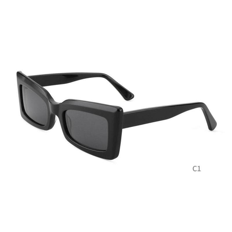 Us Style Rectangle Acetate Polarized Sunglass for Women Shade Sunglass