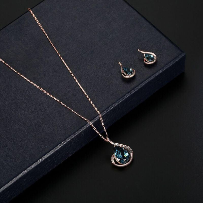 2022 Cross-Border Amazon Hot Selling Gourd Necklace and Earrings Fully-Jeweled Crystal Necklace Earrings