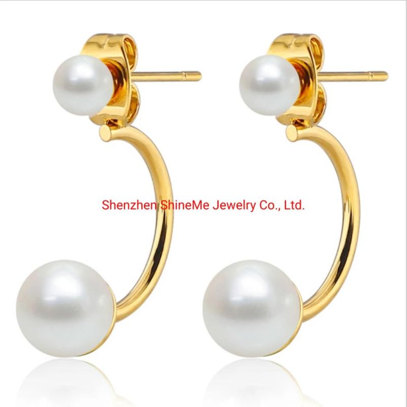 Factory Wholesale Stainless Steel Titanium Steel Pearl U-Shaped Earrings Er4010