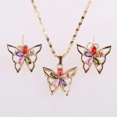 Fashion Wholesale Costume Imitation Hengdian 18K Gold Plated Earring Sets Pendant Necklace Jewelry