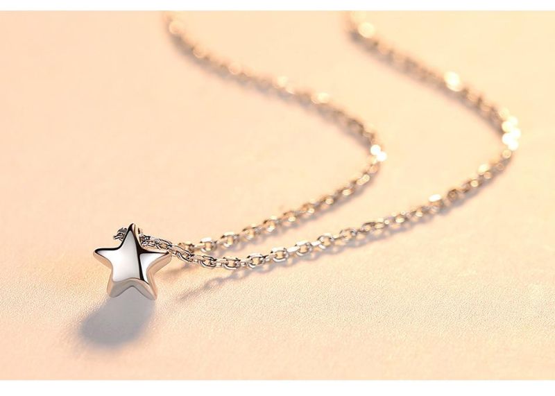 925 Sterling Silver Chain Star Necklace for Office Lady