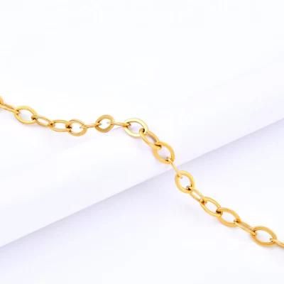 Antique Cable Cross Middle and Small Oval Shaped Gold Plated Simple Minimalism Necklace for Unisex Jewelry