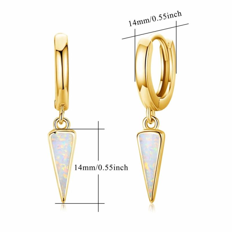 925 Sterling Silver Three Stone Oval Shape Opal Rose Gold Plated Hoop Earrings